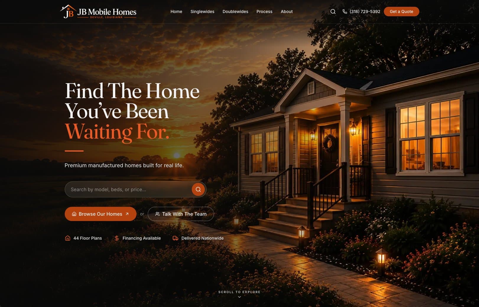 JB Mobile Homes — custom Next.js build by SR Marketing