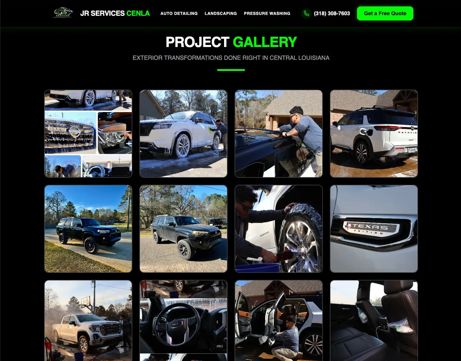 JR Services website project gallery — exterior transformations in Central Louisiana