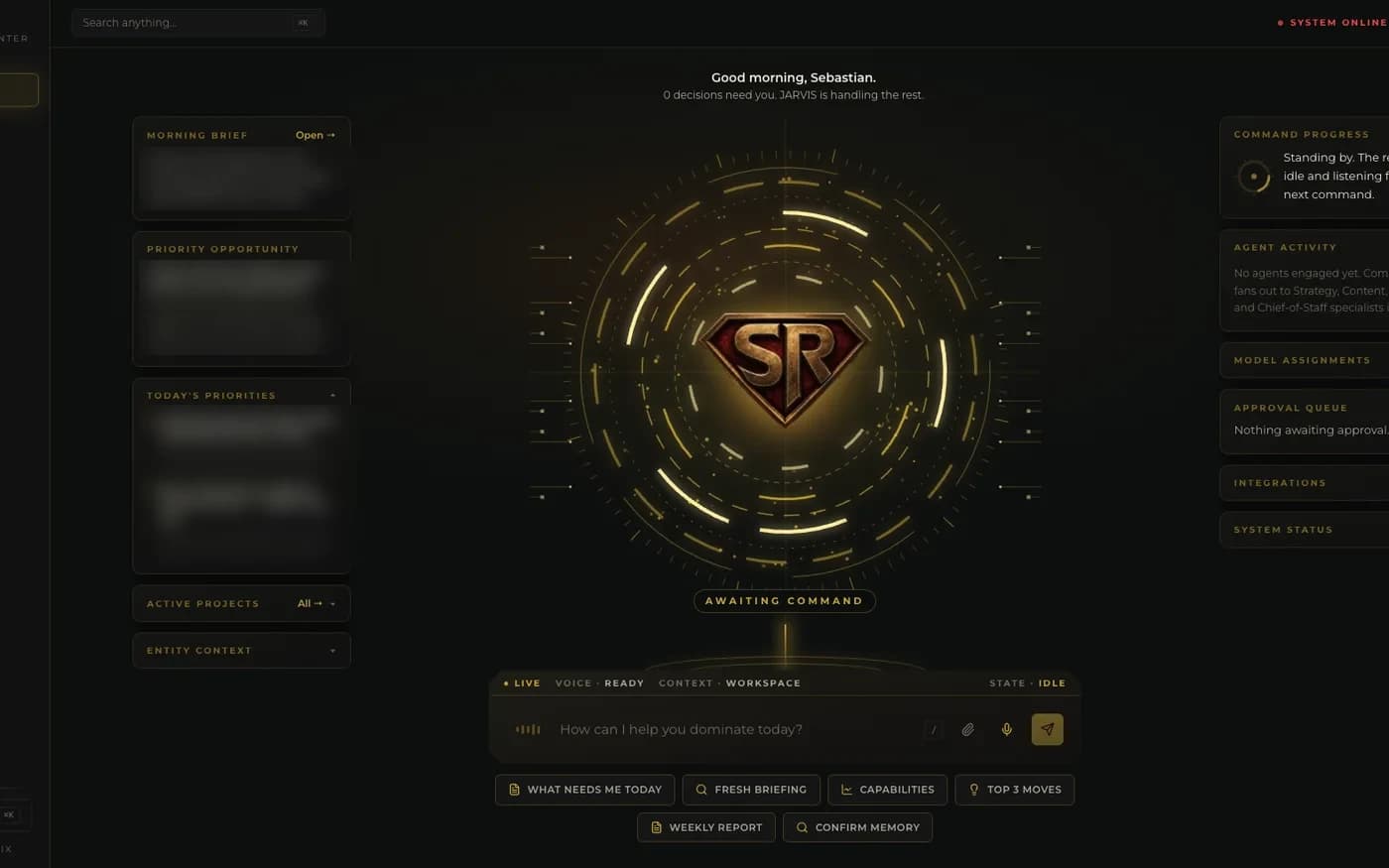 SR JARVIS — the custom AI command center SR Marketing built and runs in-house